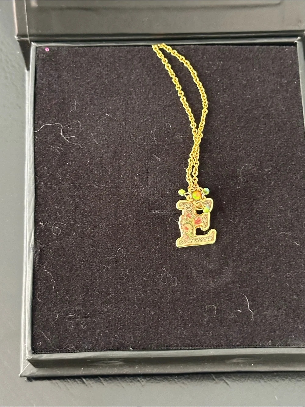 Michal Negrin Israel Initial E Necklace Pendant Swarovski Crystal Floral